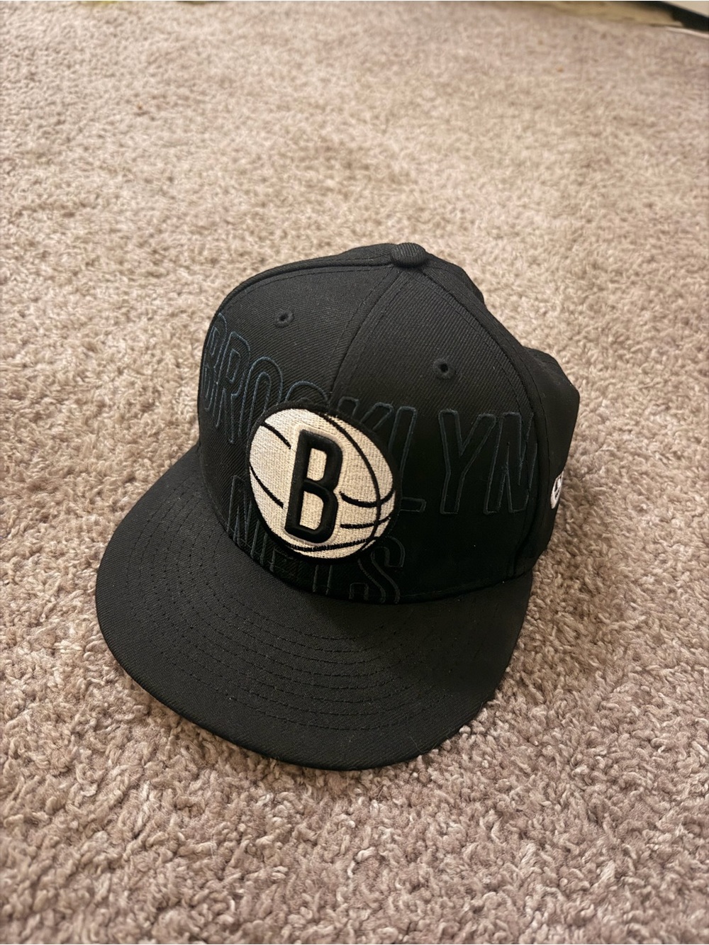 New Era Black Brooklyn Nets Kids Snapback with White Logo